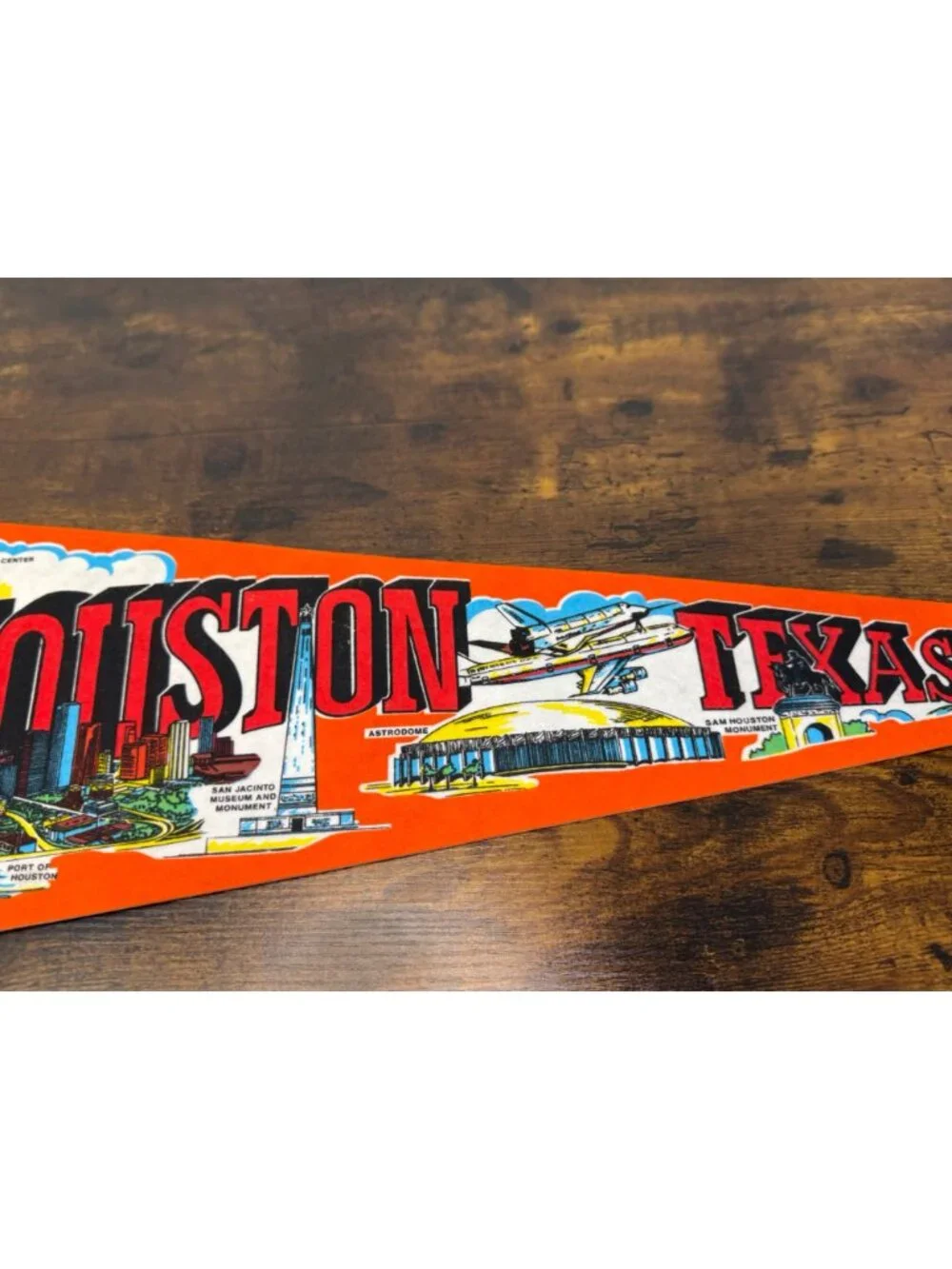 Vintage Houston Texas Souvenir Felt Pennant Landmarks & Attractions 27